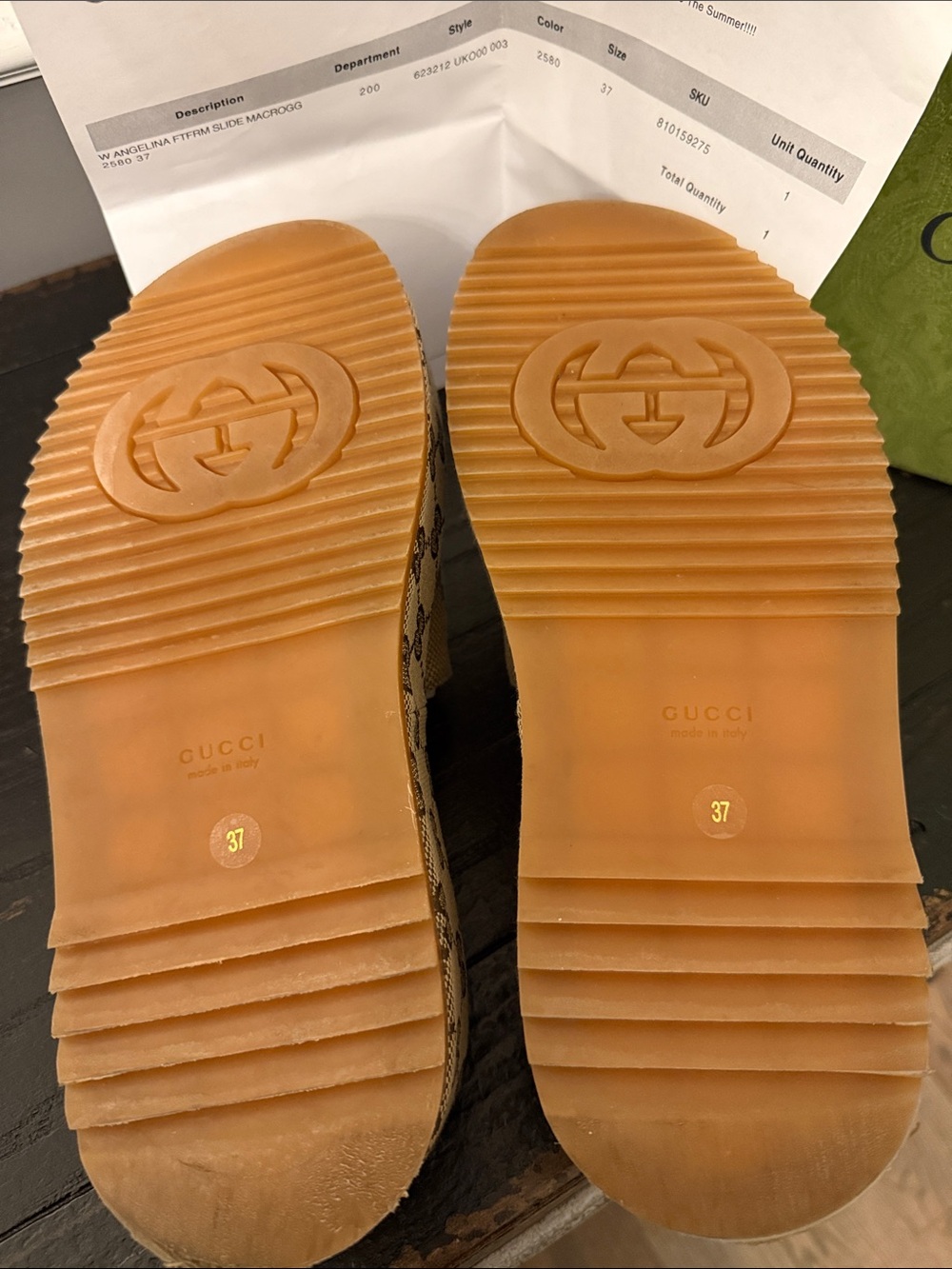 Gucci Brown GG Canvas Slide Mules - Picture 3 of 4